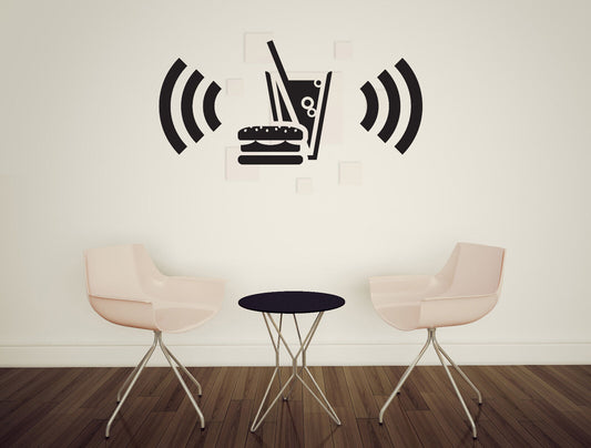 Vinyl Wall Decal Internet Cafe Wi fi Free Zone Fast Food Sign (n1886)