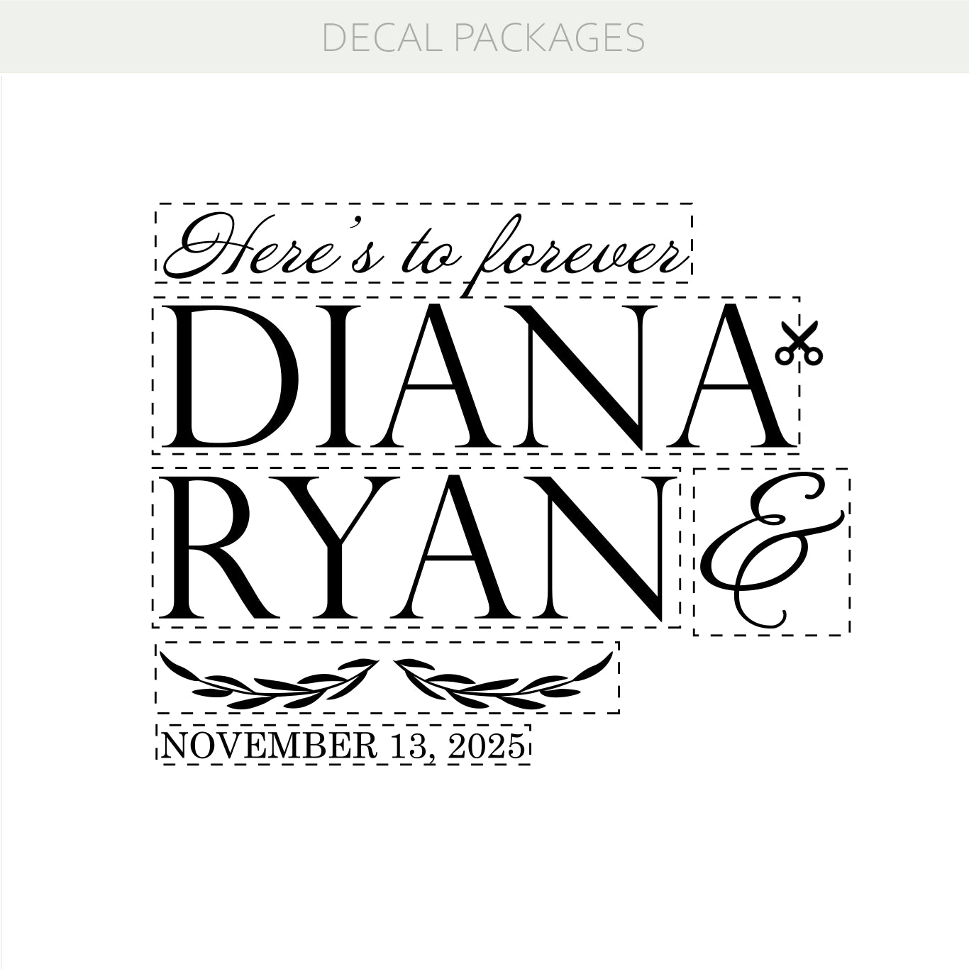 Here’s to Forever Wedding Personalized Vinyl Decal – Custom Mirror Sticker with Name & Date w69