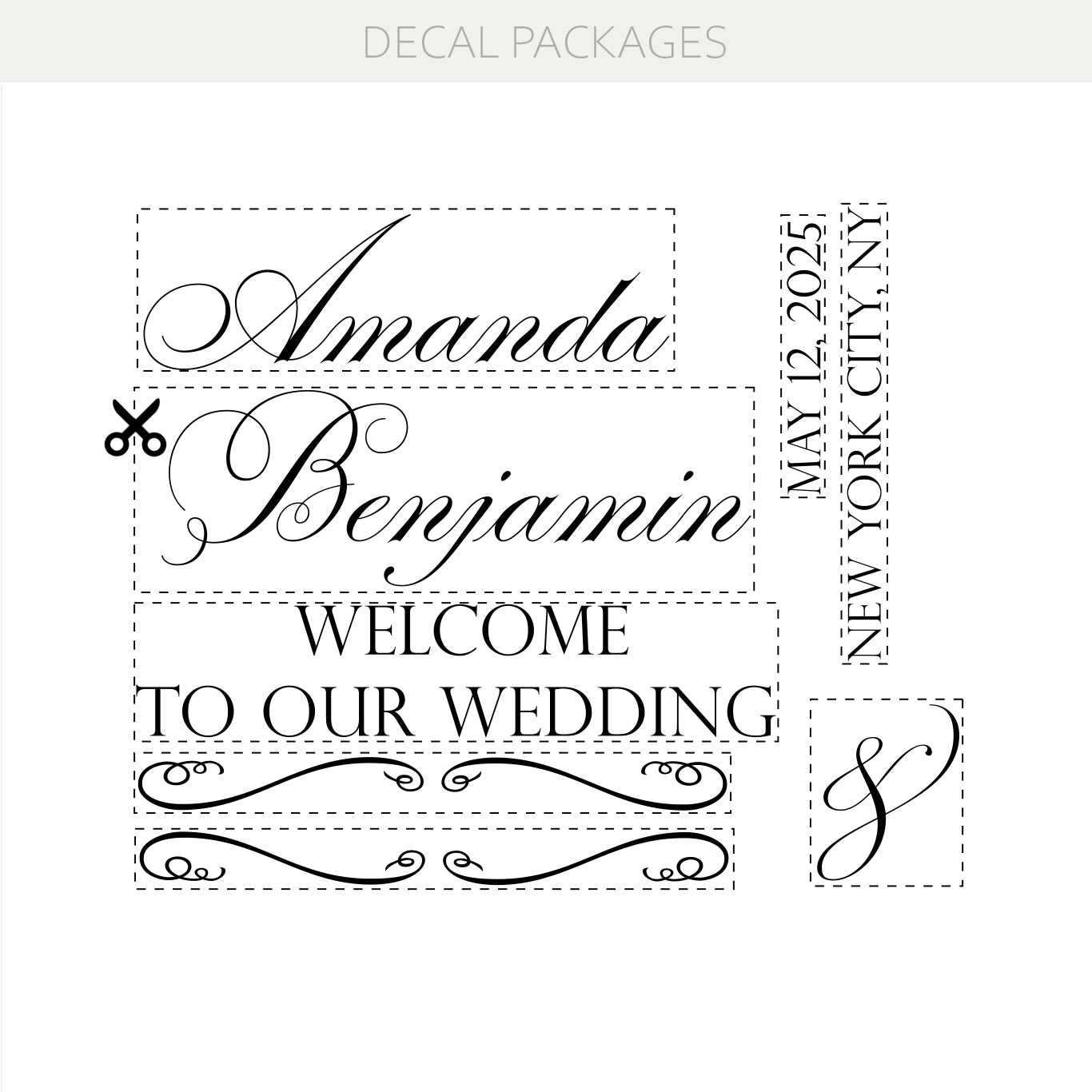 Welcome to Our Wedding Personalized Decor – Vinyl Custom Name, Date & Location Decal DIY Decoration Idea w68