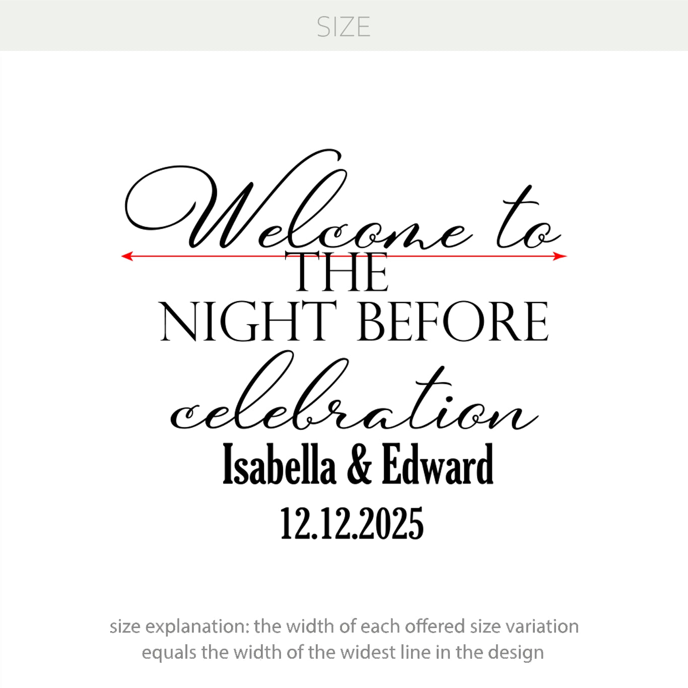 Welcome to the Night Before Celebration Vinyl Decal – Personalized Wedding Sticker with Custom Name & Date w59