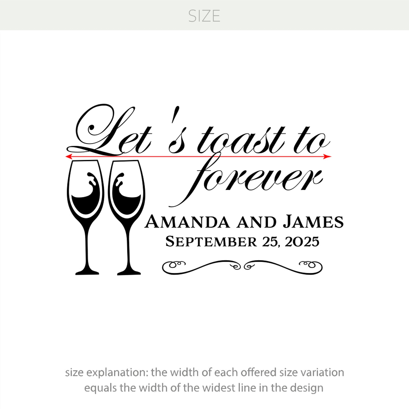 Let’s Toast to Forever Wedding Mirror Decal – Personalized with Custom Names & Date w72