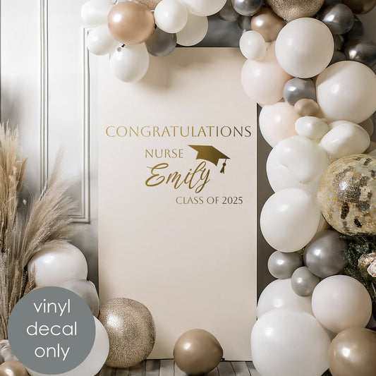 Congratulations Nurse Class of 2025 Personalized Vinyl Decal – Custom Name Graduation Decor w74