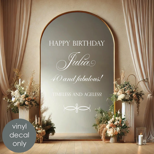Happy Birthday Personalized Vinyl Decal – Custom Name & Age | Timeless & Ageless Celebration Decor w76