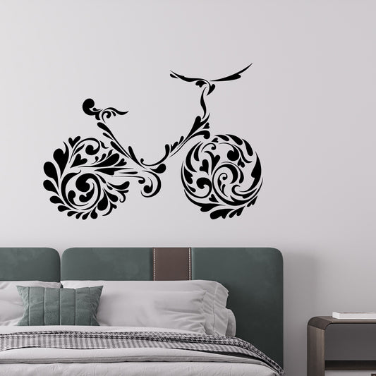 wall decal bicycle floral