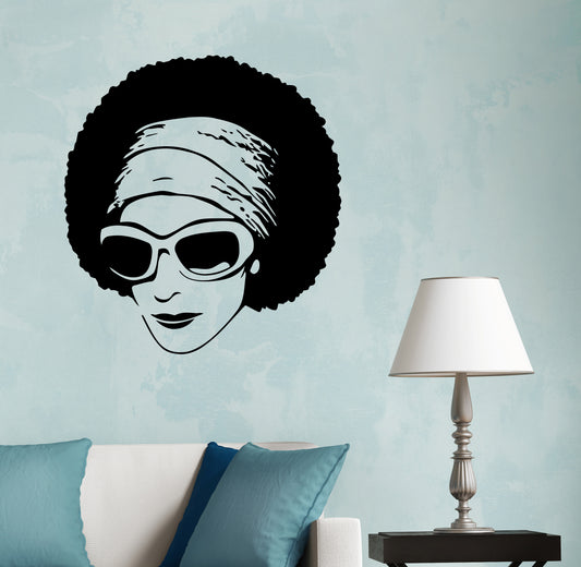 Afrikanische Schönheit Sexy Schwarzes Mädchen Sonnenbrille Dekor Wand Wandbild Vinyl Aufkleber M297