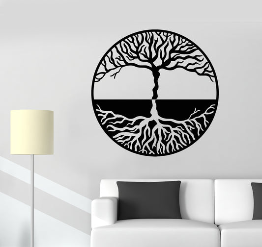 Autocollants muraux en vinyle, arbre de vie, symbole Yin Yang, style gothique (2260ig)