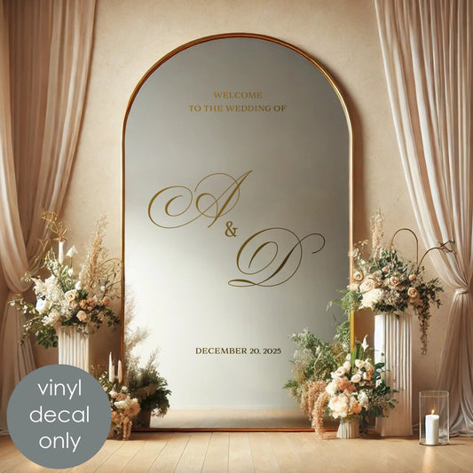 Welcome to the Wedding Personalized Vinyl Decal – Custom Bride & Groom Monogram with Celebration Date w040