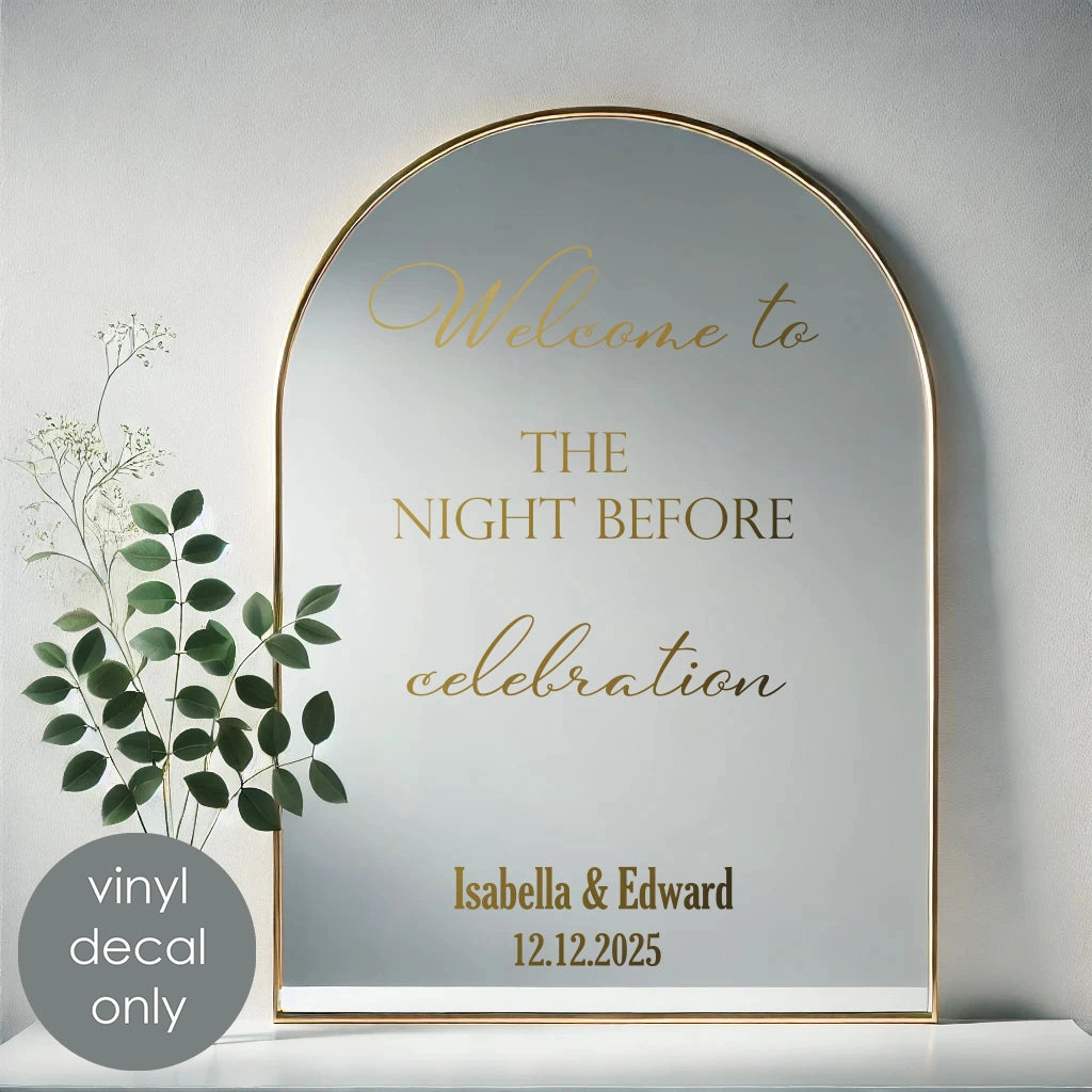 Welcome to the Night Before Celebration Vinyl Decal – Personalized Wedding Sticker with Custom Name & Date w59