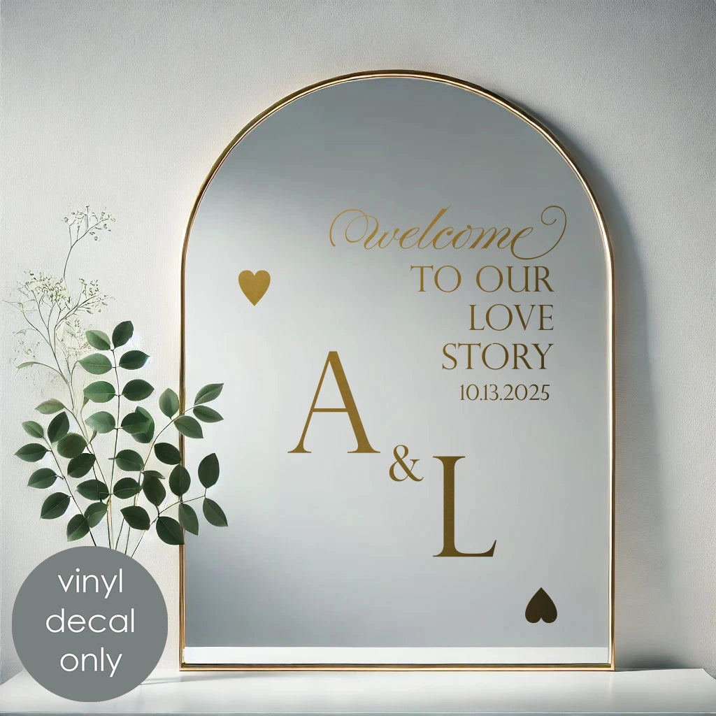 Welcome to Our Love Story Wedding Monogram Decal – Romantic Personalized Decor with Custom Initials w77